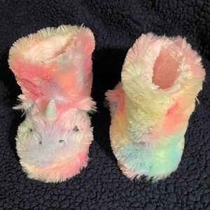 Girl Rainbow Unicore Booties Slippers